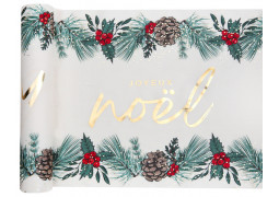 Chemin de table popeline Joyeux Noël sous bois