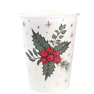 10 Gobelets blancs Joyeux Noël sous bois