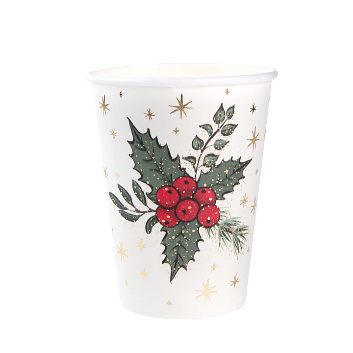 10 Gobelets blancs Joyeux Noël sous bois