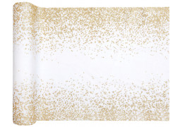 Chemin de table velours blanc Noël confettis or