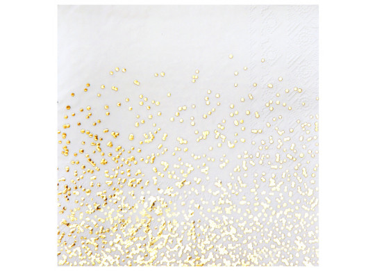 10 Serviettes blanches Noël confettis or
