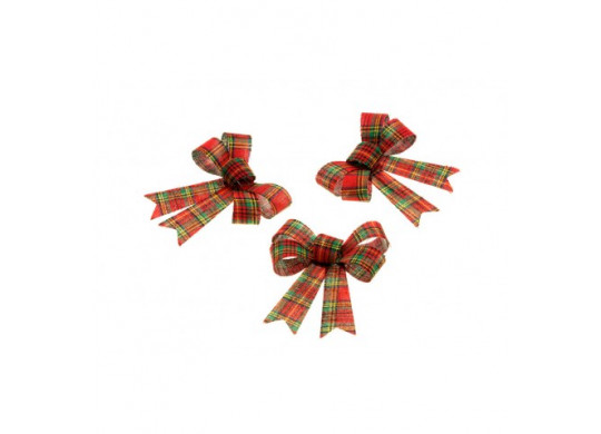 Noeud scottish rouge/vert/or 12cms x3