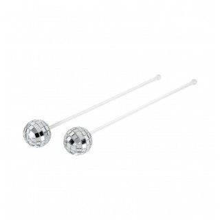 Mélangeur cocktail boule a facettes argent x2
