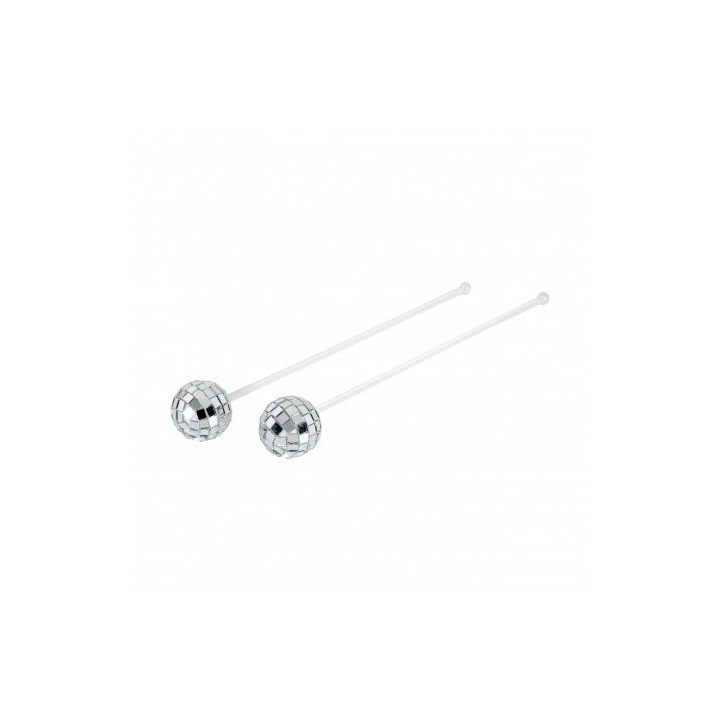 Mélangeur cocktail boule a facettes argent x2
