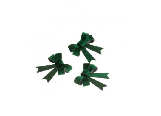 Noeud velours vert foncé 12cms x3