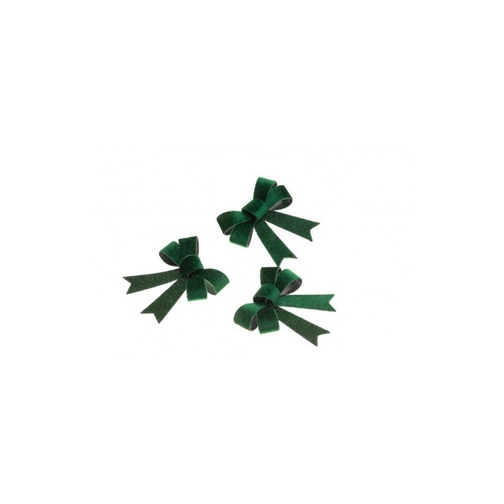 Noeud velours vert foncé 12cms x3