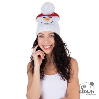 Bonnet tricot bonhomme de neige