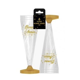 Flutes champagne Bonne année or x6