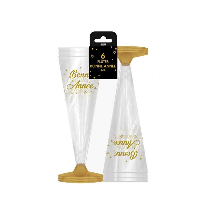 Flutes champagne Bonne année or x6