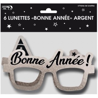 Lunettes papier Bonne année argent x6