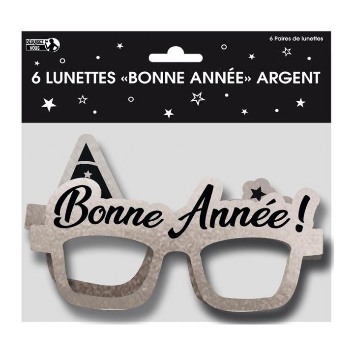 Lunettes papier Bonne année argent x6