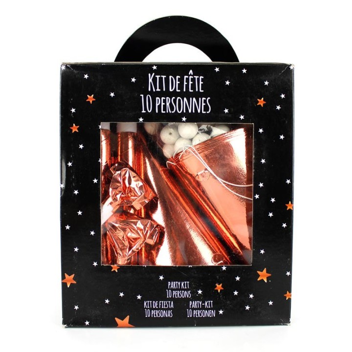 Cotillons 10 personnes luxe métal rose gold