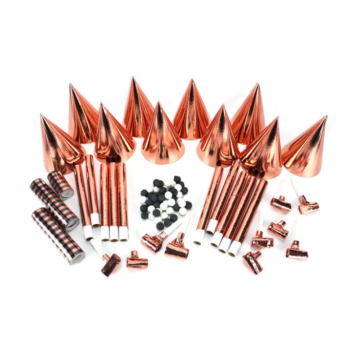 Cotillons 10 personnes luxe métal rose gold