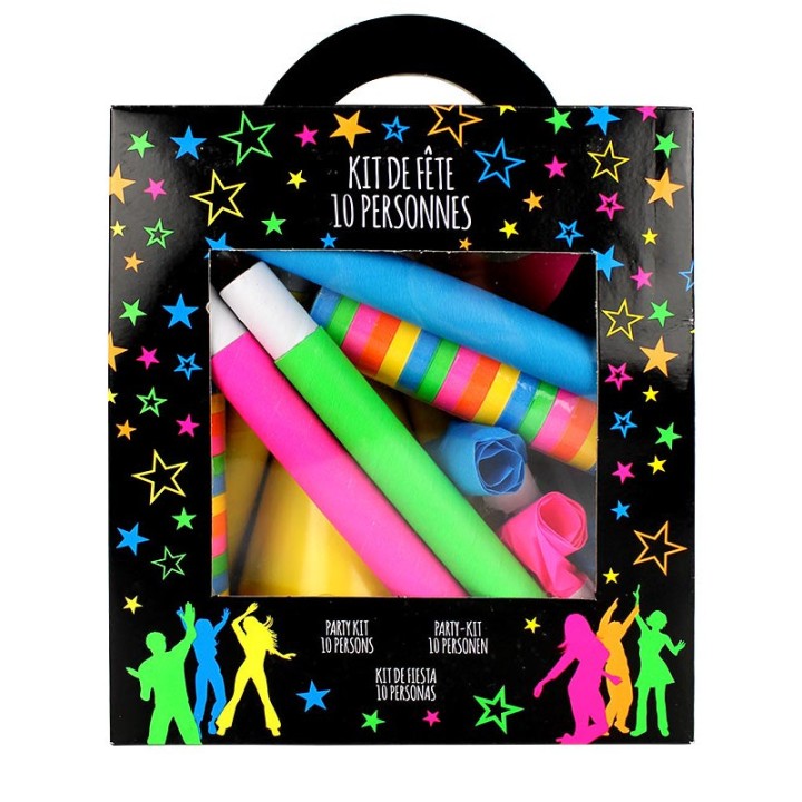 Cotillons 10 personnes luxe fluo UV