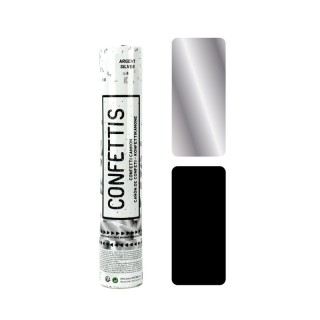Canon à confettis 30cms argent/noir
