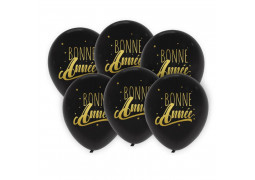 Ballons Bonne année noir/or x6
