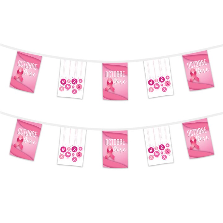 Guirlande fanion Octobre rose 2,5m