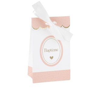 Contenants bapteme rose x10