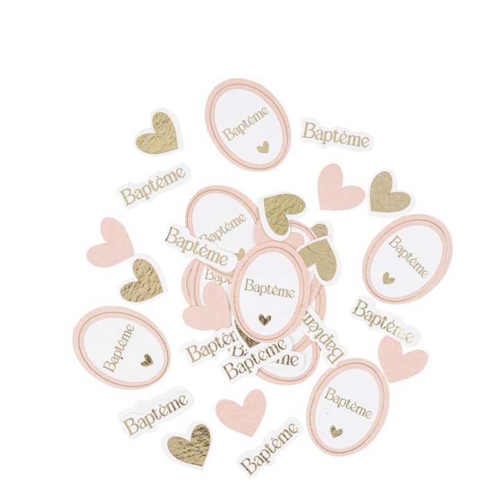 Confettis bapteme rose x100