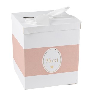 Urne merci bapteme rose