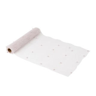 Chemin de table organza rose et perles