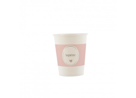 Gobelets bapteme rose x8
