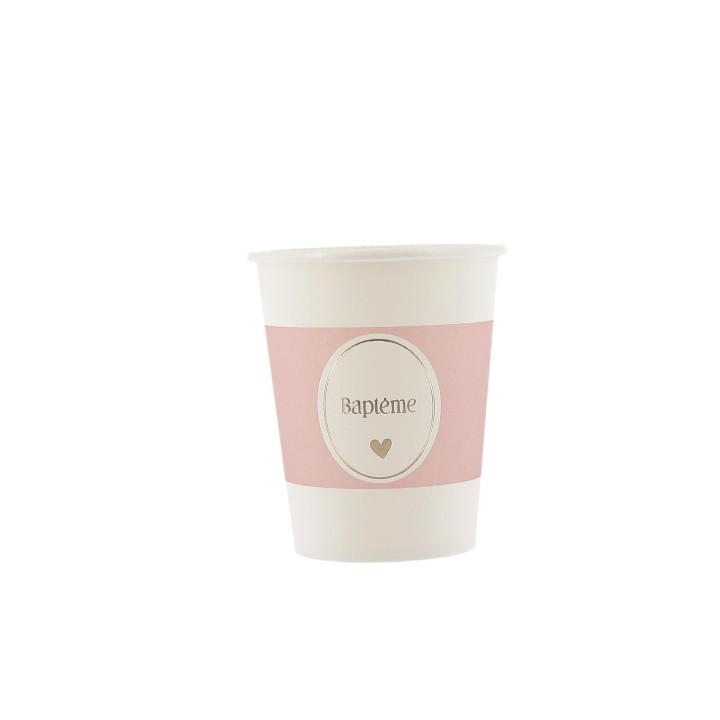 Gobelets bapteme rose x8
