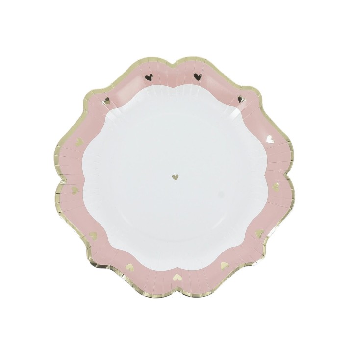 Assiettes GM bapteme rose x8