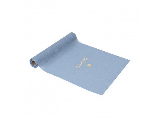 Chemin de table mousseline bapteme bleu