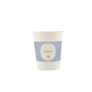 Gobelets bapteme bleu x8
