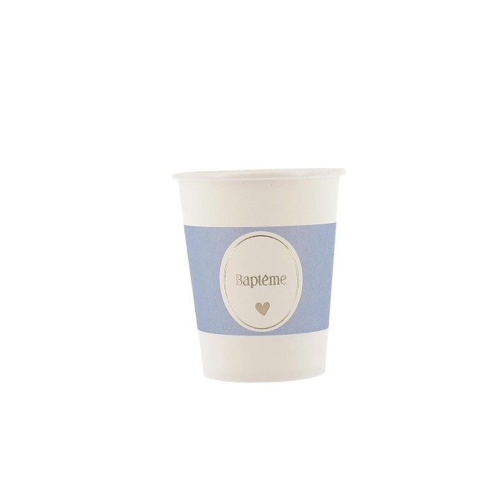 Gobelets bapteme bleu x8