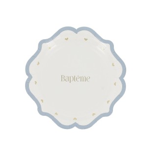 Assiettes PM bapteme bleu x8