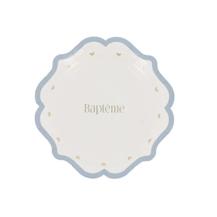 Assiettes PM bapteme bleu x8
