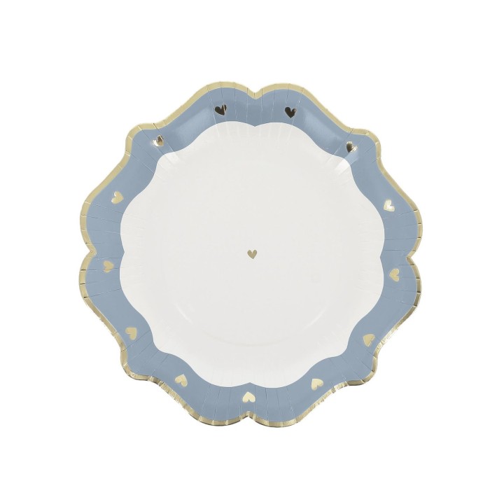 Assiettes GM bapteme bleu x8