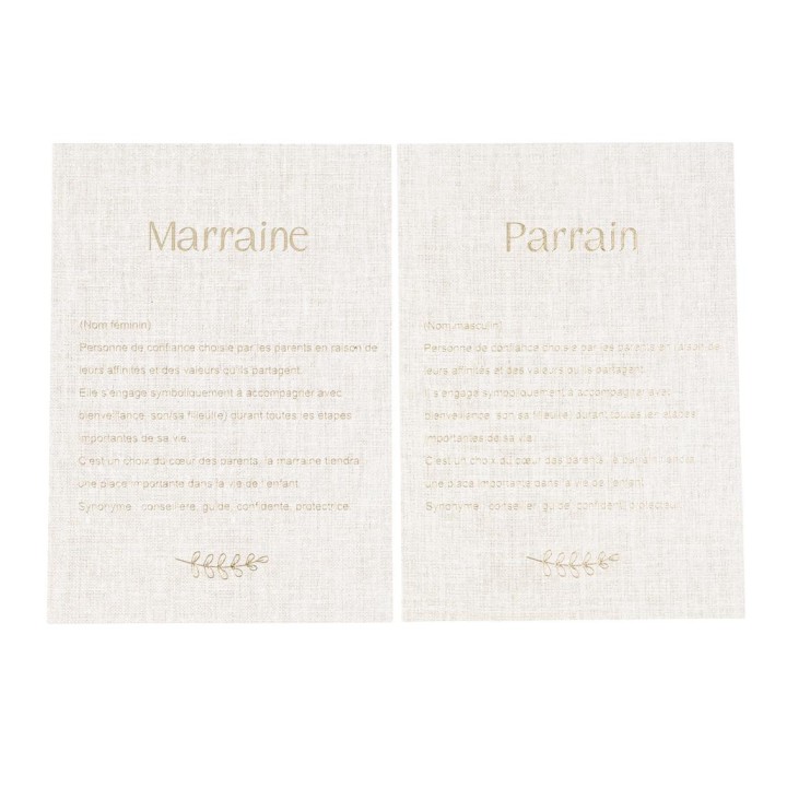 Cartes parrain/marraine communion lin x2