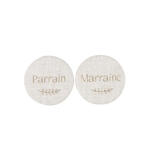 Badges parrain/marraine communion lin x2