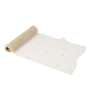 Chemin de table organza vert sauge et perles