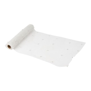 Chemin de table organza blanc et perles