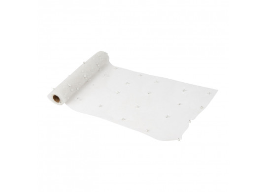 Chemin de table organza blanc et perles