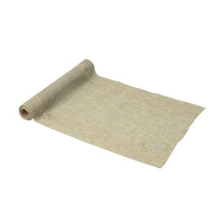 Chemin de table mousseline vert sauge guirlande olivier or
