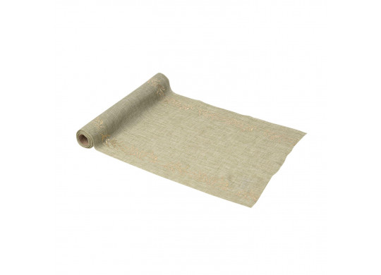 Chemin de table mousseline vert sauge guirlande olivier or