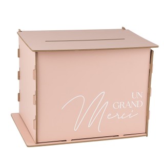Urne bois un grand merci rose