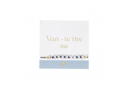 Bracelet perles veux tu etre ma marraine ? bleu
