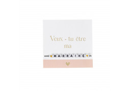 Bracelet perles veux tu etre ma marraine ? rose