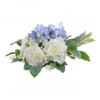 Bouquet hortense blanc/bleu