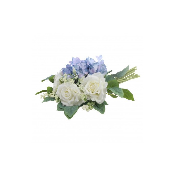 Bouquet hortense blanc/bleu