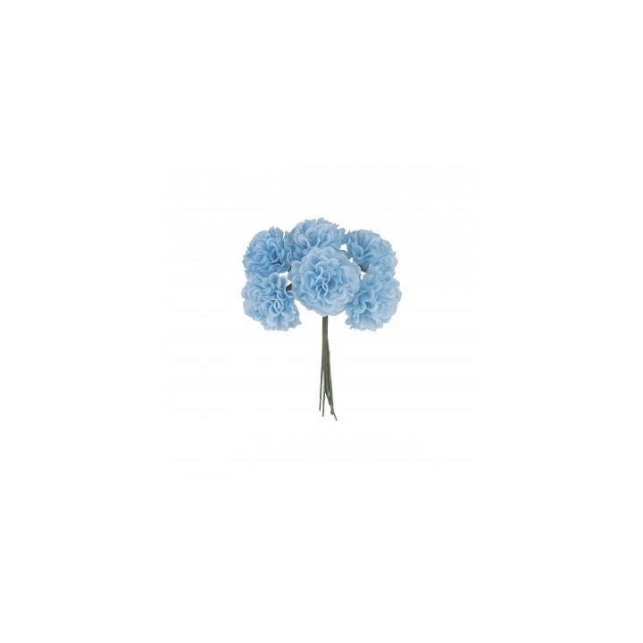 Bouquet de 6 hortensia bleu ciel et vert