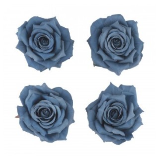 Tete rose bleu denim 10cms