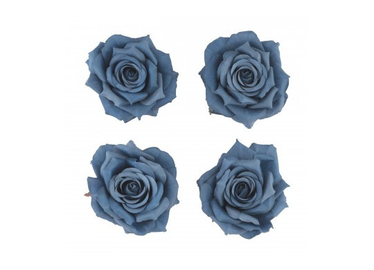 Tete rose bleu denim 10cms