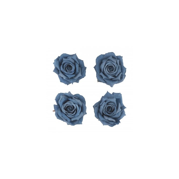 Tete rose bleu denim 10cms